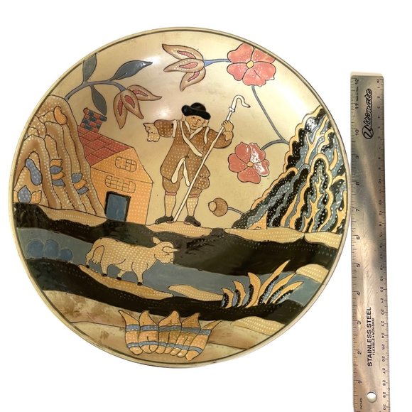 Vintage China Trader Bowl Hand Painted Enamel 9.75" x 3.75" - Picture 8 of 9